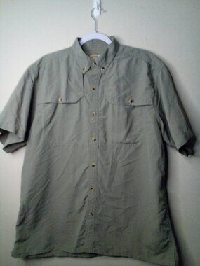 Cold Storage Four Weather Gear Shirt Men L Short Sleeve Button Down Green